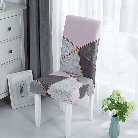 Coprisedia da pranzo con stampa patchwork, coprisedia elasticizzato e lavabile, decorazione per matrimonio, hotel, ristorante, stile A (1/5)