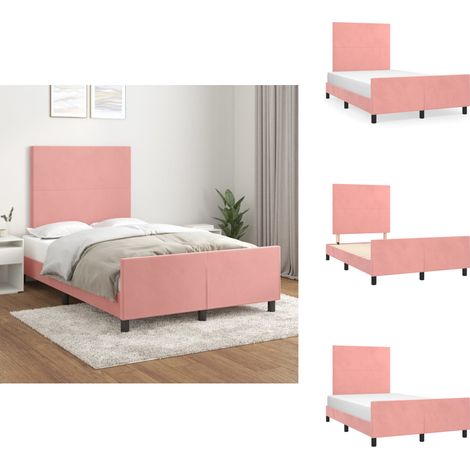 Bettgestell ohne Matratze Rosa 120x190 cm Samt - Samtbettwäsche - Rosa Bettgestell - Doppelbett - Bettsofa - Boxspringbett (1/5)