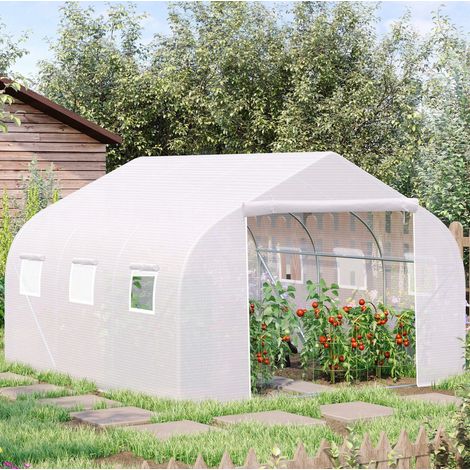 Foliengewächshaus 350 x 300 x 200 cm aus Metall, weiß OKMYHOME (1/5)