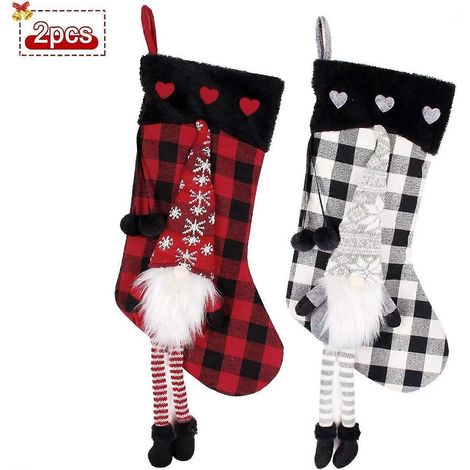 Lot de 2 bas de Noël en coton, pour la famille et les enfants (1/5)