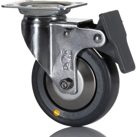 Roulettes industrielles Pivotant avec frein RS PRO, Diam 80mm, 50kg ( Prix pour 1 ) (1/2)