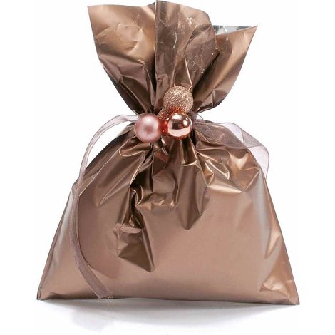 Busta a sacchetto regalo metallizzata bronzo opaco. Ideale per confezioni regalo, set da 100 pezzi, cm 15 x 20 H