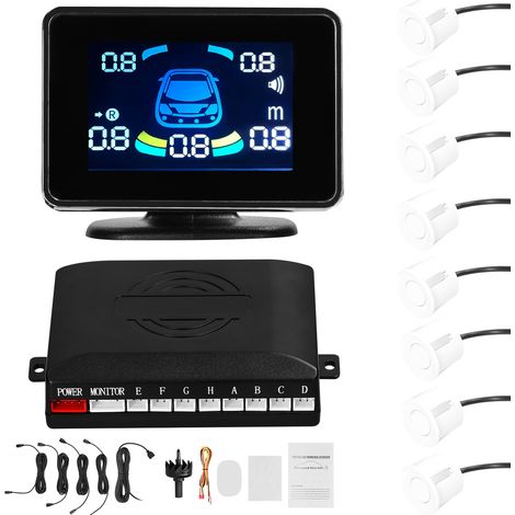 Stationnement arrière pour voiture avec 8 capteurs de stationnement Détection de distance + écran LCD + avertisseur sonore sonore (1/4)