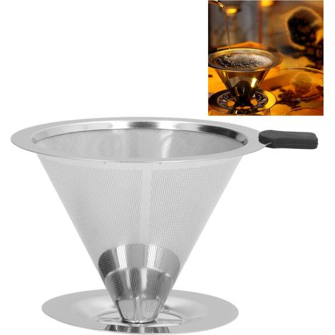 Kaffeefilter aus Edelstahl für manuelle Filterkaffeemaschinen, papierloser Filter, Kaffeefiltertrichter, 2 bis 4 Tassen. (1/5)
