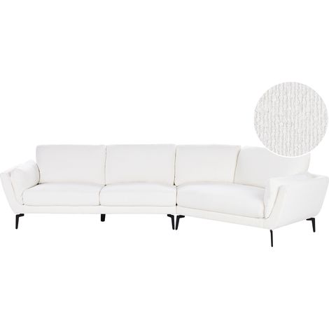 Sofá 3 plazas estilo minimalista respaldo acolchado chaise bouclé blanco Kansseli