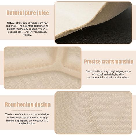Lot de 50 grandes assiettes en carton bagasse rondes avec 3 compartiments, super rigides, recyclables, vaisselle de camping, micro-ondes et four pour fête, pique-nique