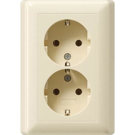 Gira 2f-SCHUKO Vollpl. o.Kr. STK Standard 55 Cremeweiß [078801], 0788 01