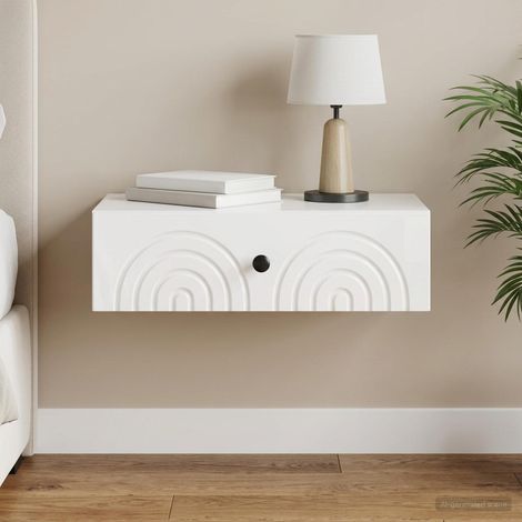 vidaXL Mesa Lateral Montada en la Pared 59 x 34,5 x 17 cm Brillante (1/5)