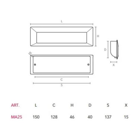 MANIGLIA MITAL MA25 INCASSO CROMO OPACO  MM.150