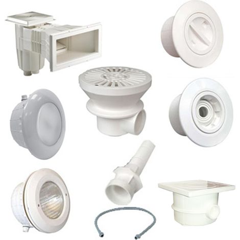 Kit pièces à sceller blanches pour piscines béton jusqu'à 8x4 m (1/3)