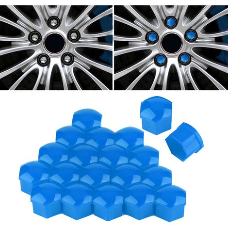 20 Stück 17 mm Radmuttern-Nabenkappen Diebstahlschutzschrauben Blaue Kappen (1/5)