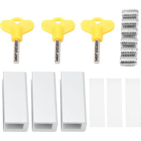Lot de 3 verrous coulissants de sécurité anti-effraction pour fenêtre, sans perçage, avec clé, protection enfant.