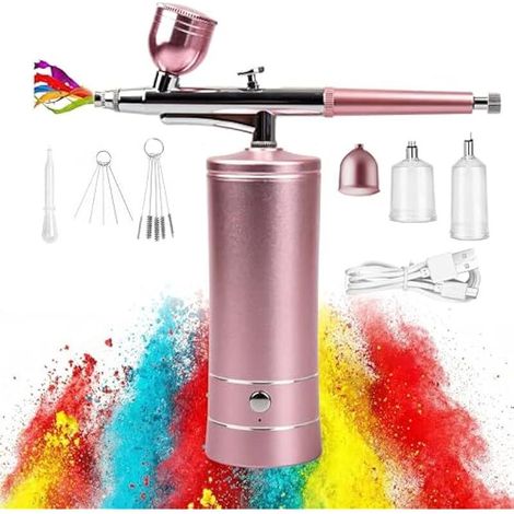 Kit Aérographe Sans Fil: Pistolet Aérographe Portable Rechargeable avec Compresseur pour Maquillage, Artisanat, Décoration de Gâteaux, Tatouage, Peinture