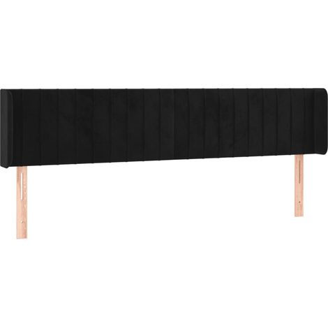 Testiera accessorio letto mobile camera da letto con bordo laterale 203 x 16 x 78/88 cm Tessuto velluto nero TDL0204491