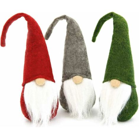 Décorations de Noël : 3 lutins de Noël faits main sans visage, parfaits pour décorer votre table et votre cheminée. Idéal pour offrir ou décorer avec des cadeaux ou des objets pour enfants. (1/5)