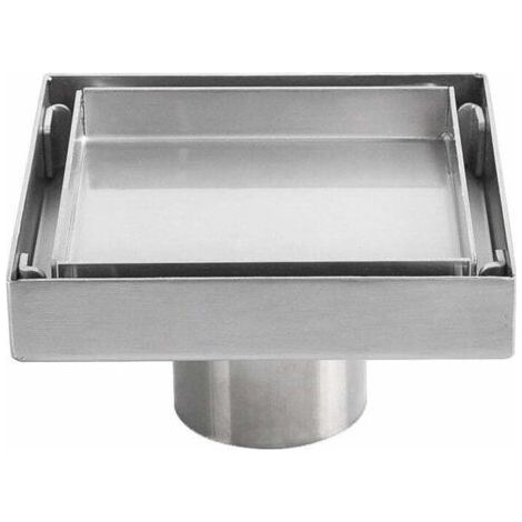 PA Siphon de sol invisible en acier inoxydable 304 drain de sol déodorant épaissi carré 1010cm (1/4)