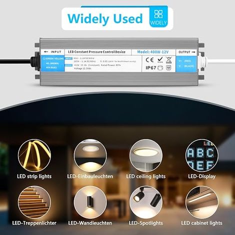 LED Transformateur 220V 12V 24W 2A Extérieur Etanche, Alimentation Driver Ultra Fin LEDs Transfo à Découpage Convertisseur De Tension AC à DC Pour