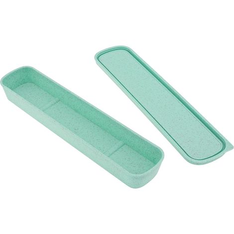 Boîte de rangement portable pour couverts, trousse de voyage, vert, 24 x 6 cm. (1/5)