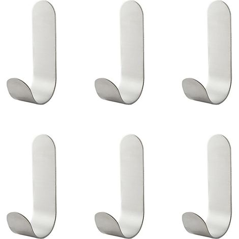 Ganci adesivi in acciaio inox - 6 pezzi, autoadesivi, non necessitano di foratura, per cucina e bagno - Ganci portasciugamani