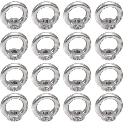 Ecrou Anneau - M5 - Acier Inoxydable 304 - Pour Suspension et Fixation de Cordes Chaînes Crochets - 16 Pièces