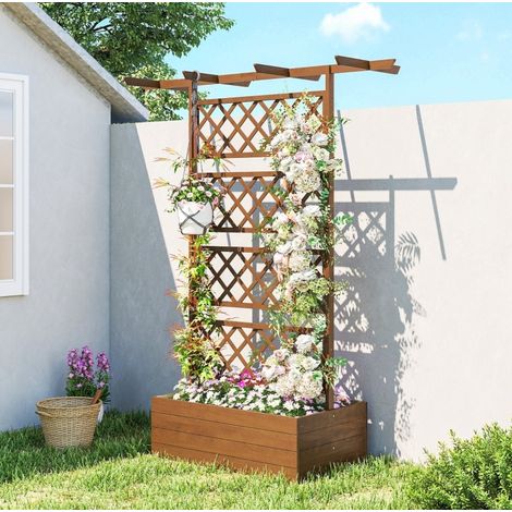 Blumenkasten mit Rankgitter 160 x 55 x 183 cm aus Holz, orange, OKMYHOME (1/5)