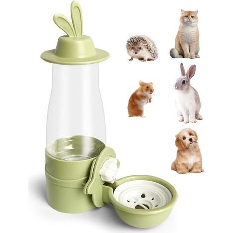 Bouteille d'eau pour cochon d'Inde, distributeur d'eau suspendu pour lapin, bol d'eau pour cage à chien de 600 ml,sans déversement (1/2)