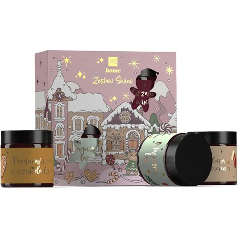Coffret cadeau HISKIN de 3 bougies roses à la cire de soja.