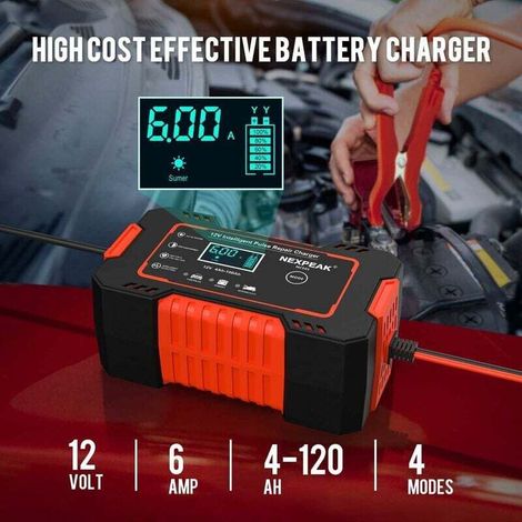 Chargeur de Batterie de Voiture, Chargeur de Batterie Intelligent 12 V 6 A, désulfateur de Maintenance de Batterie Automobile (1/3)
