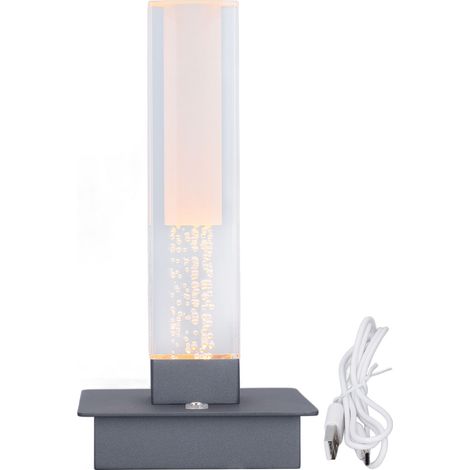 Ortviai Lampe de bureau sans fil en acrylique, rechargeable, étanche IP54, 3 températures de couleur, gradation continue, gris (1/5)
