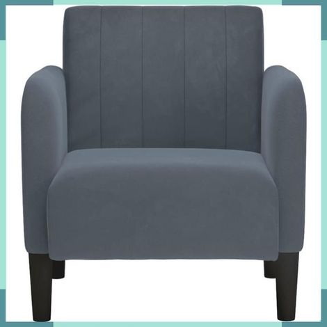 4100579 Fauteuil avec accoudoirs gris foncé 54 cm velours (1/5)