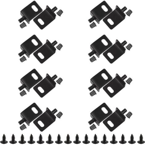 Lot de 8 charnières pivotantes noires en métal à tige cachée pour porte d'armoire en bois avec charnières de porte à broches pour porte d'armoire en bois oscillante librement (trou simple) (1/5)