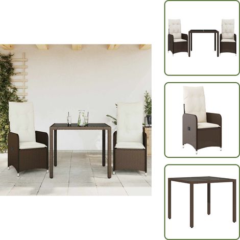 Poltrona da giardino - vidaXL Set Bistrò da Giardino 3 pz con Cuscini in Polyrattan Marrone - Seduta da esterno