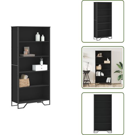 The Living Store Libreria Nera 80x31x169 cm in Truciolato - Libreria nera