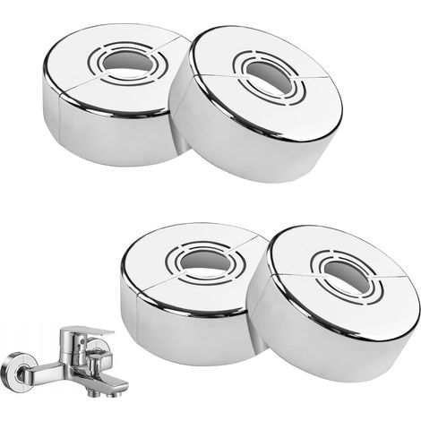Set di 4 rosette miscelatrici doccia 3 in 1, rosette per rubinetti a due fori e copritubi per radiatori rimovibili, compatibili con rubinetti di diametro 21/26/33 mm e tubi per radiatori da 70x25 mm. (1/5)
