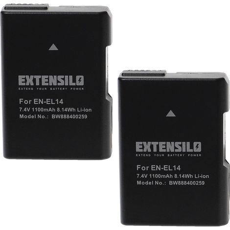 EXTENSILO 2x Akku Ersatz für Nikon EN-EL14 für Kamera (1100 mAh, 7,4 V, Li-Ion), Infochip (1/3)