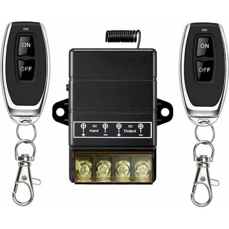 Commutateur de télécommande,relais à relais DC 12V / 24V / 48V / 72V / 30A pour les alarmes anti-vol, porte à enrouleur de systèmes de sé (Remote Switch Black) (1/4)