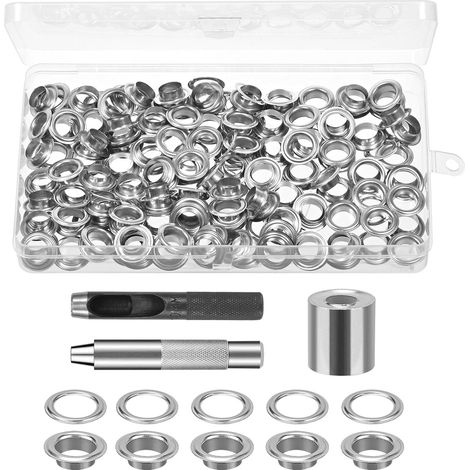 Set de 120 oeillets inox 10mm – Outils de perforation et d'installation inclus – Pour bâches et sacs – Résistance à la rouille (1/5)