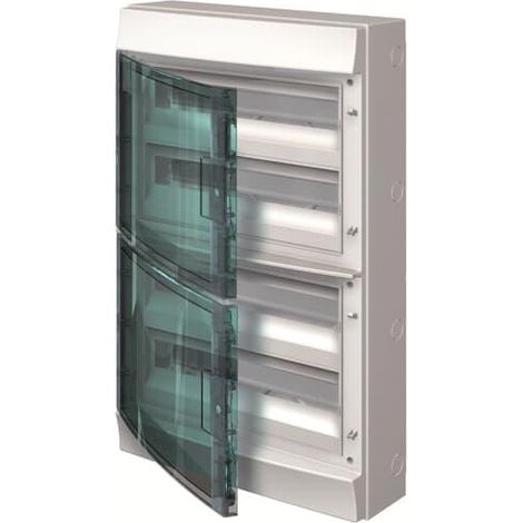 Mistral65H- Coffret Etanche-4R x 18 modules-Porte Transp.-RAL7035-GWT 750°c 1SLM006500A2219 ABB H65P18X420750