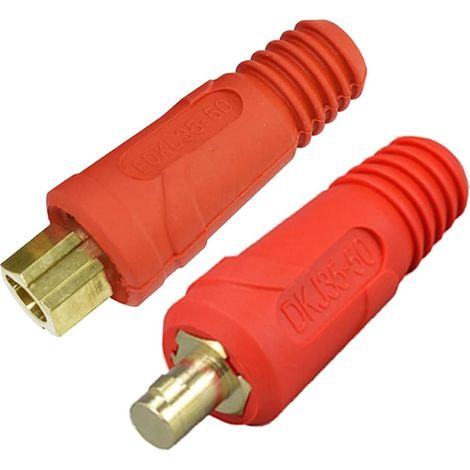 Câble pour Torche de Soudage TIG eu de Fiche et Prise pour Connecteur de Soudage DKJ35-50 & EDKL35-50 315A Connecteur Raccord Rapide style Dinse en de Couleur et Rouge 2 pièces (1/5)