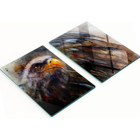 Juego de tablas de cocina de vidrio templado con estampado de águila, 2 x 40 x 52 cm. (1/5)