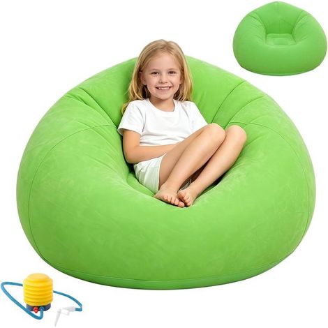 Pouf - 103 x 103 x 60 cm - Vert - Canapé gonflable portable - Fauteuil gonflable (1/5)