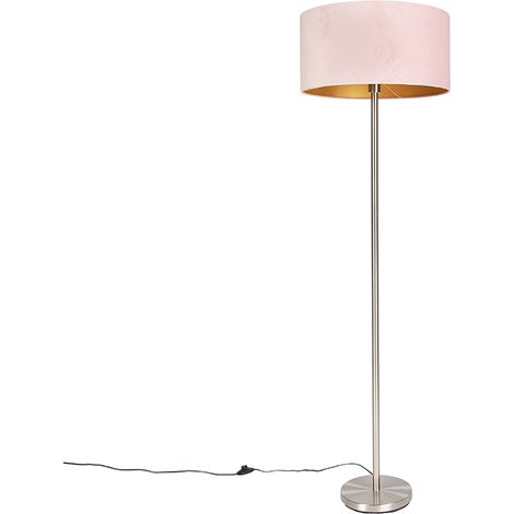 Stehlampe Stahl mit rosa Schirm 50 cm - Simplo