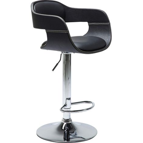 Kare Design Sgabello Bar Costa, Nero, 106X48X48Cm, Regolabile In Altezza 160-85, Piano Seduta 58-79Cm, Molla A Gas, Poggiapiede Integrato, Bar, Isola Cucina, Cucina, Sala Da Pranzo (1/5)