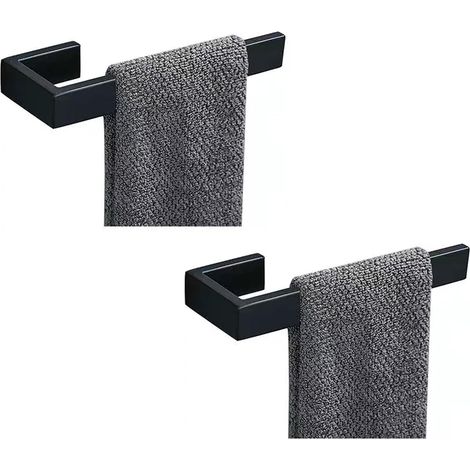 2-teiliger Handtuchhalter, Handtuchring – Wandmontierter Handtuchhalter aus dickem Edelstahl 304, modernes rechteckiges Design für das Badezimmer (1/4)