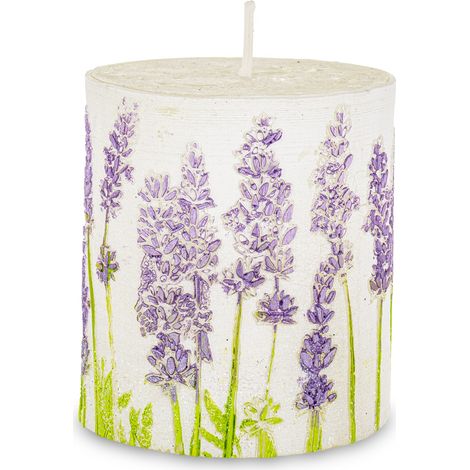 Candela cilindrica piccola Pl Lavanda Bianco Lilla 8x7x7 (1/5)