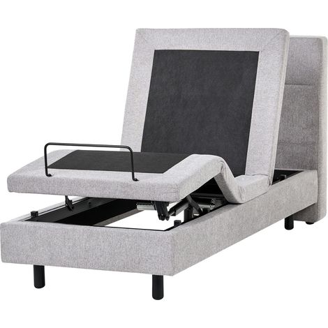Letto singolo Tessuto grigio chiaro Elettrico Regolabile con Telecomando 80 x 200 cm Viceroy