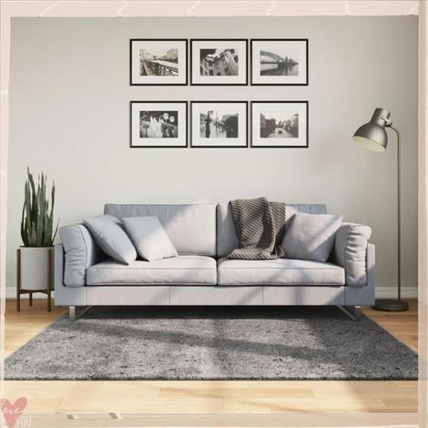 Tapis - VINGVO - HUARTE - 160x160 cm - Anthracite - Poils courts doux antidérapant (1/5)