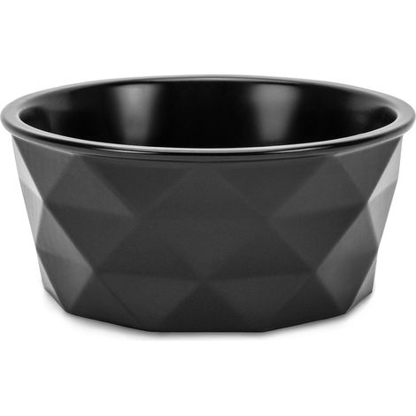 lionto Katzenfutternapf aus Keramik, eleganter, rutschfester Napf mit Silikonboden, pflegeleicht & langlebig, 350 ml, schwarz matt