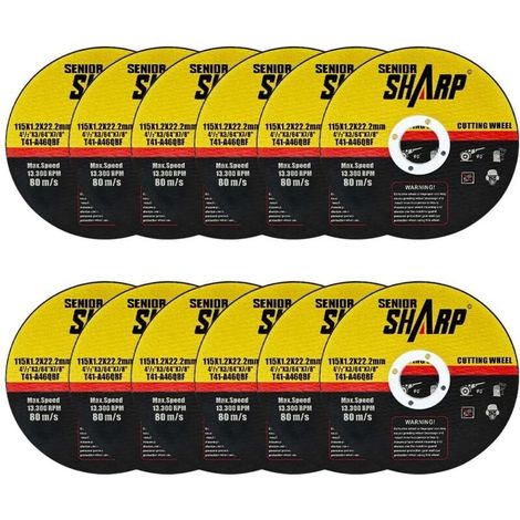 Disques de coupe métal 115 mm lot de 12 pour meuleuses d'angle, 115×1,2 mm, découpe rapide acier, fer, métal et bois, disques abrasifs spécialisés
