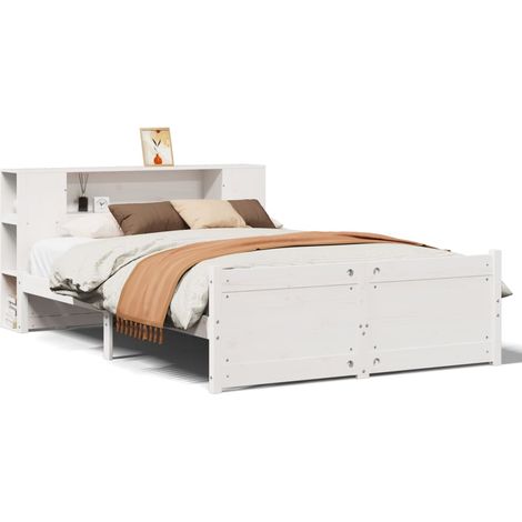 Maison Exclusive - Massivholzbett mit Regal ohne Matratze Weiß 14